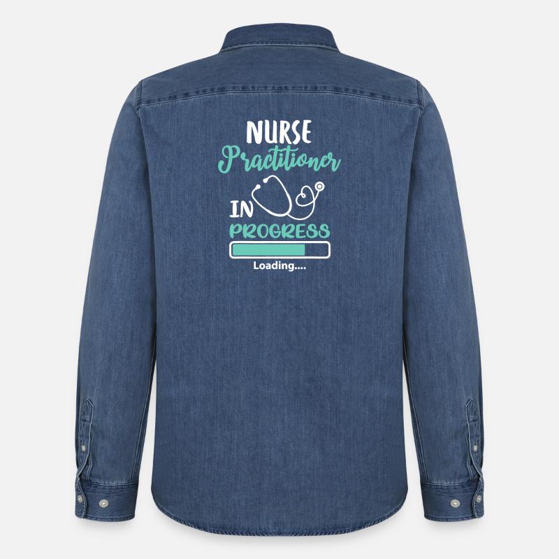 Nurse Practitioner In Progress Loading - Men’s Organic Denim Shirt by Stanley/Stella - mid washy