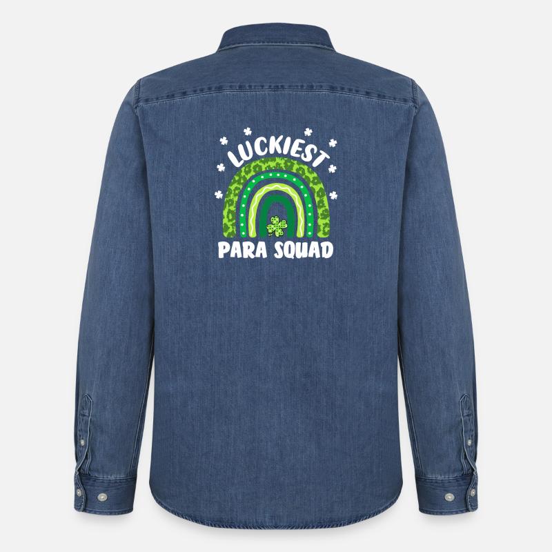 Équipe para-parachute la plus chanceuse - Chemise en denim homme bio Stanley/Stella - bleu moyen délavé 