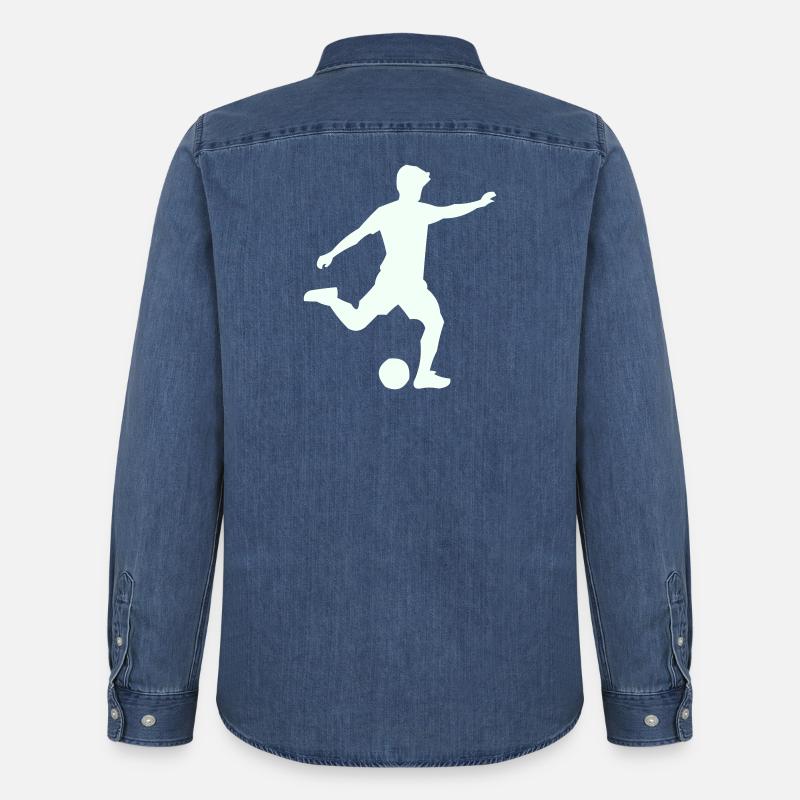 Kicker-Silhouette im Sprung - Männer Jeanshemd Organic von Stanley/Stella - verwaschenes Mittelblau 
