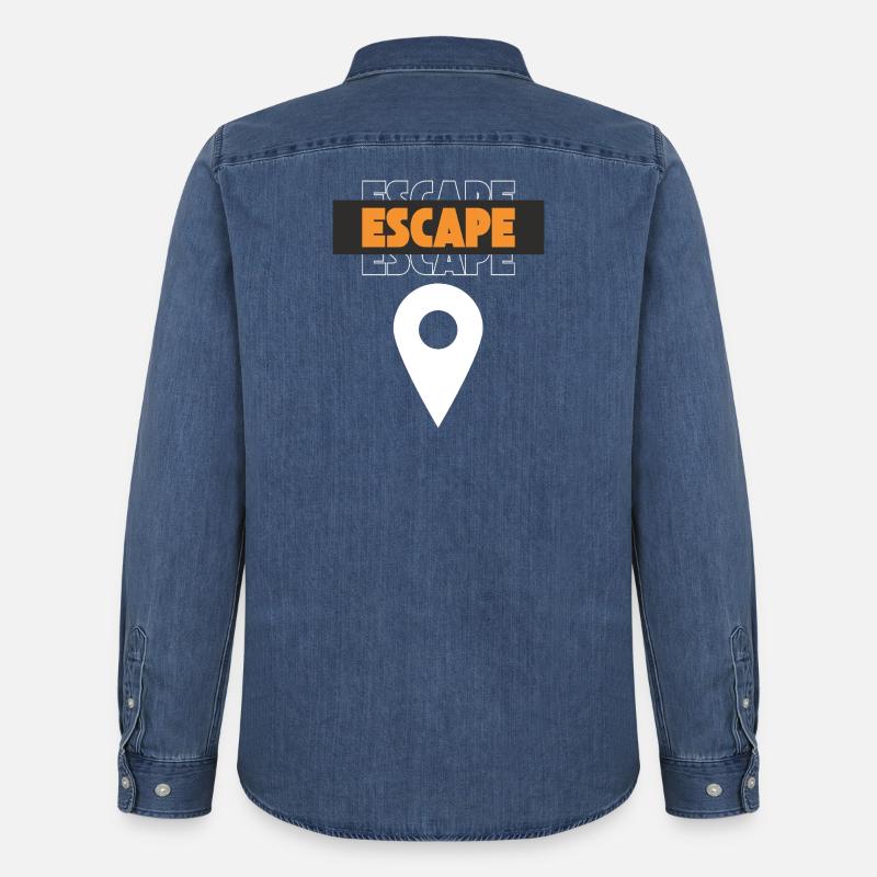 Escape Map-Pin-Design - Männer Jeanshemd Organic von Stanley/Stella - verwaschenes Mittelblau 
