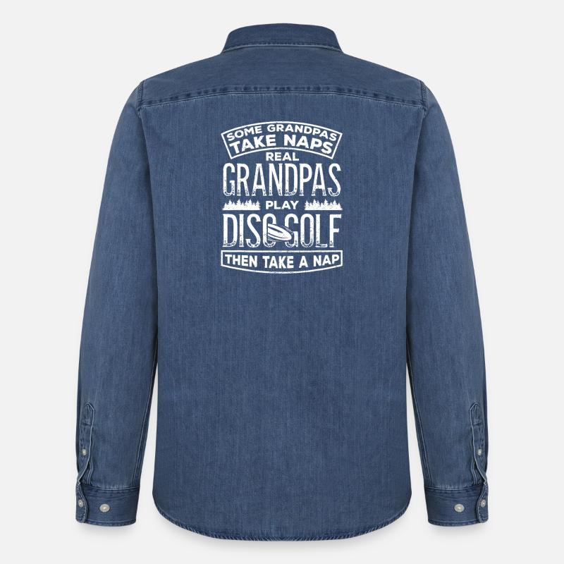Grandpas Disc Golf Nickerchen-Abschlag - Männer Jeanshemd Organic von Stanley/Stella - verwaschenes Mittelblau