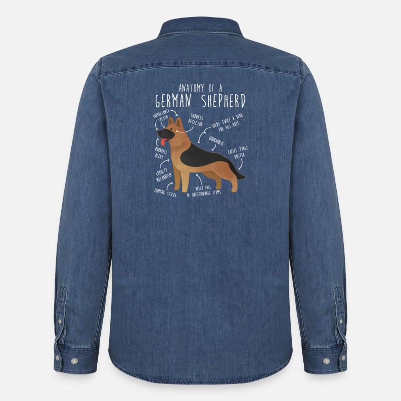 Anatomie des Deutschen Schäferhundes - Männer Jeanshemd Organic von Stanley/Stella - verwaschenes Mittelblau