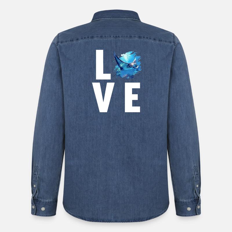 Rochen Mantarochen - Männer Jeanshemd Organic von Stanley/Stella - verwaschenes Mittelblau 