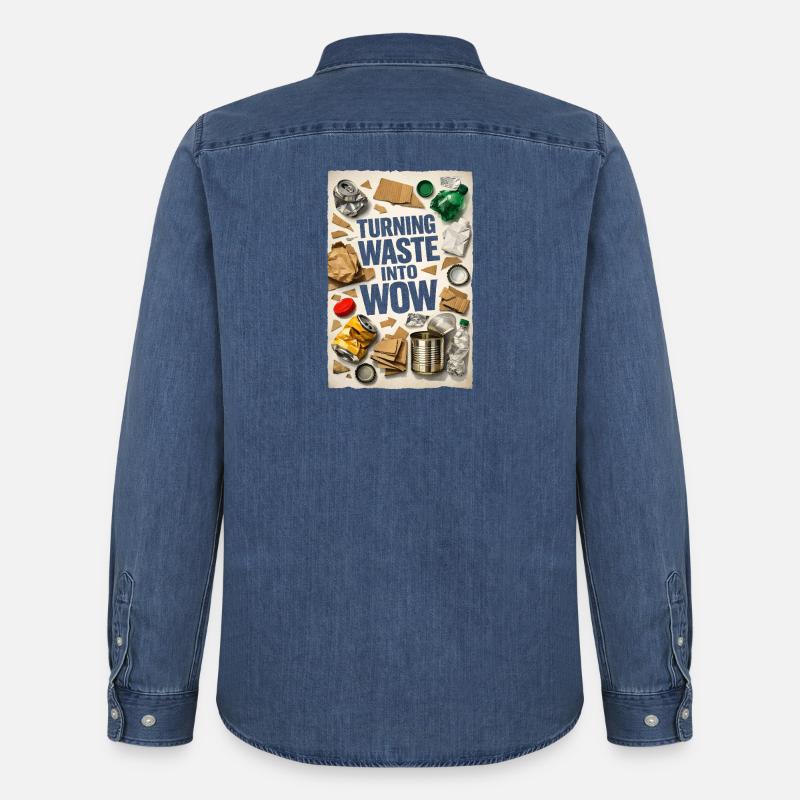 Abfall wird Wow | Upcycling Recycling - Männer Jeanshemd Organic von Stanley/Stella - verwaschenes Mittelblau 