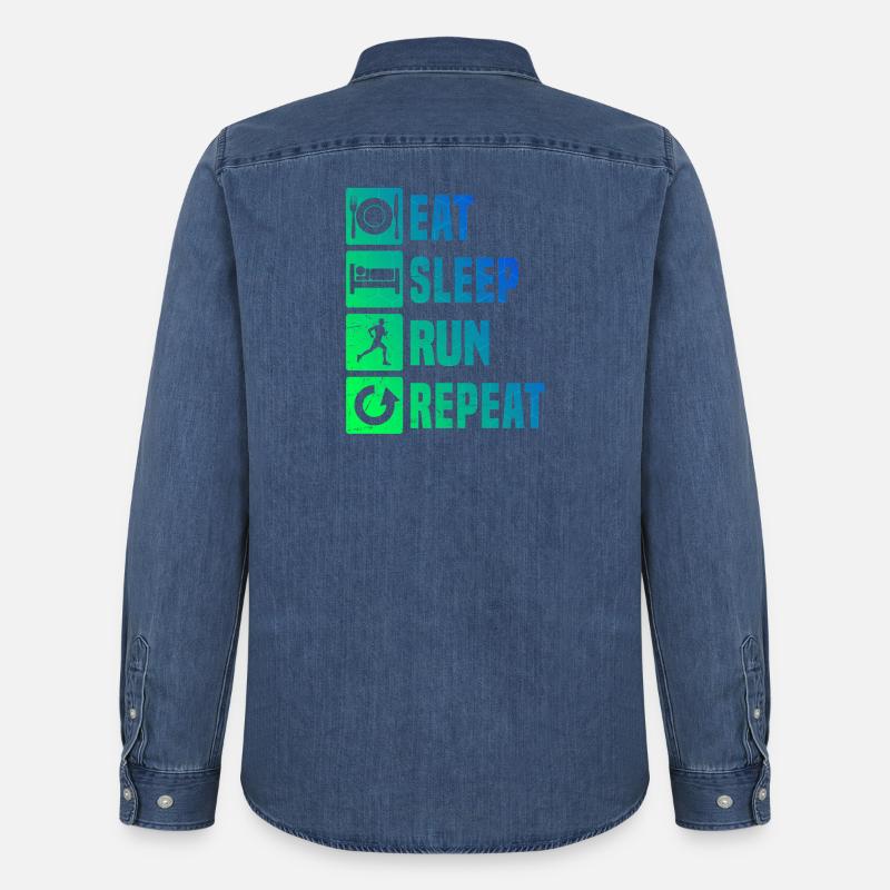 Geschenkidee für einen Running mit Running - Männer Jeanshemd Organic von Stanley/Stella - verwaschenes Mittelblau 