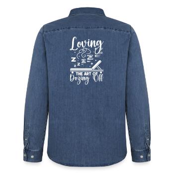Anesthesiologist Art Of Dozing Anesthesia - Men’s Organic Denim Shirt by Stanley/Stella - mid washy  - Back - AI Model Male 185 light (185cm)
