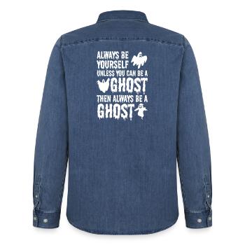 Halloween - Always be yourself unless you can be a - Männer Jeanshemd Organic von Stanley/Stella - verwaschenes Mittelblau  - Hinten - AI Model Male 185 light (185cm)