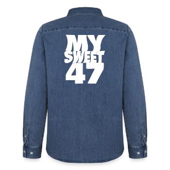47 - Chemise en denim homme bio Stanley/Stella - bleu moyen délavé  - Dos - AI Model Male 185 light (185cm)