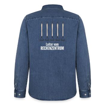 Rechenzentrum Programmieren - Männer Jeanshemd Organic von Stanley/Stella - verwaschenes Mittelblau  - Hinten - AI Model Male 185 light (185cm)