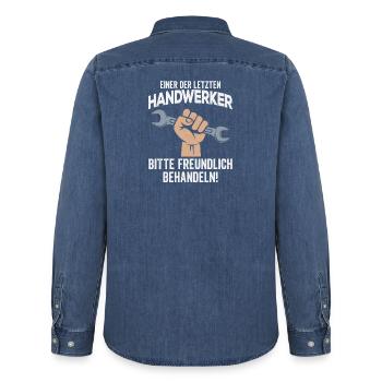 Handwerker Mechaniker Handwerk Heimwerker - Männer Jeanshemd Organic von Stanley/Stella - verwaschenes Mittelblau  - Hinten - AI Model Male 185 light (185cm)
