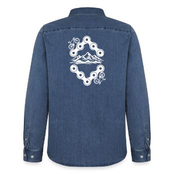 Radfahren Fahrrad Sport Radfahren Radfahrer - Männer Jeanshemd Organic von Stanley/Stella - verwaschenes Mittelblau  - Hinten - AI Model Male 185 light (185cm)