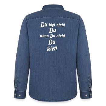 Du Spruch Wortspiel Sprüche Spruch witzig fun Witz - Männer Jeanshemd Organic von Stanley/Stella - verwaschenes Mittelblau  - Hinten - AI Model Male 185 light (185cm)