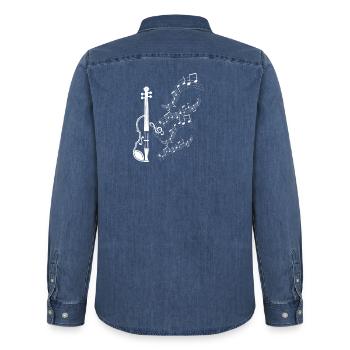 Musiknoten Musik Musiker Notenschlüssel Noten - Männer Jeanshemd Organic von Stanley/Stella - verwaschenes Mittelblau  - Hinten - AI Model Male 185 light (185cm)