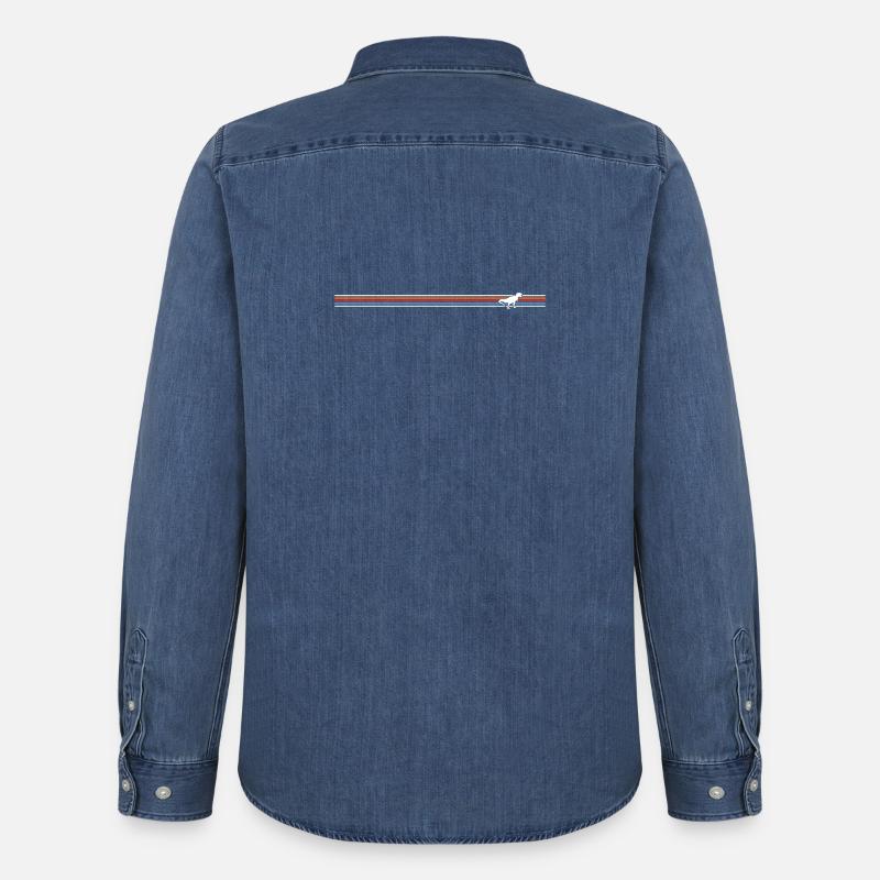 Bunter Streifenwindhund - Männer Jeanshemd Organic von Stanley/Stella - verwaschenes Mittelblau