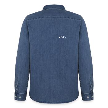 Mountain line - Men’s Organic Denim Shirt by Stanley/Stella - mid washy  - Back - AI Model Male 185 light (185cm)