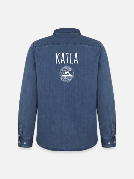 Katla Souvenir Vulkan - Männer Jeanshemd Organic von Stanley/Stella - verwaschenes Mittelblau