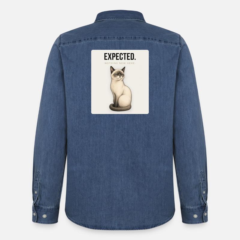EXPECTED Sarcastic Cat Design - Männer Jeanshemd Organic von Stanley/Stella - verwaschenes Mittelblau 