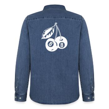 8-Kugel Kirschen Kreativ Minimalistisch - Männer Jeanshemd Organic von Stanley/Stella - verwaschenes Mittelblau  - Hinten - AI Model Male 185 light (185cm)
