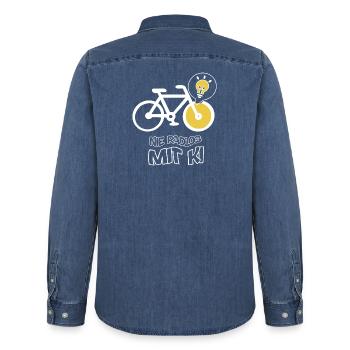 Creative bike with light bulb design - Men’s Organic Denim Shirt by Stanley/Stella - mid washy  - Back - AI Model Male 185 light (185cm)