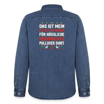 Christmas - Men’s Organic Denim Shirt by Stanley/Stella - mid washy  - Back - AI Model Male 185 light (185cm)