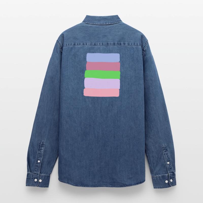 Pastellstreifen-Stack Männer Jeanshemd Organic von Stanley/Stella