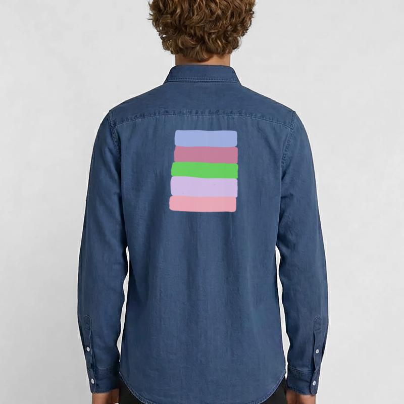 Pastellstreifen-Stack Männer Jeanshemd Organic von Stanley/Stella