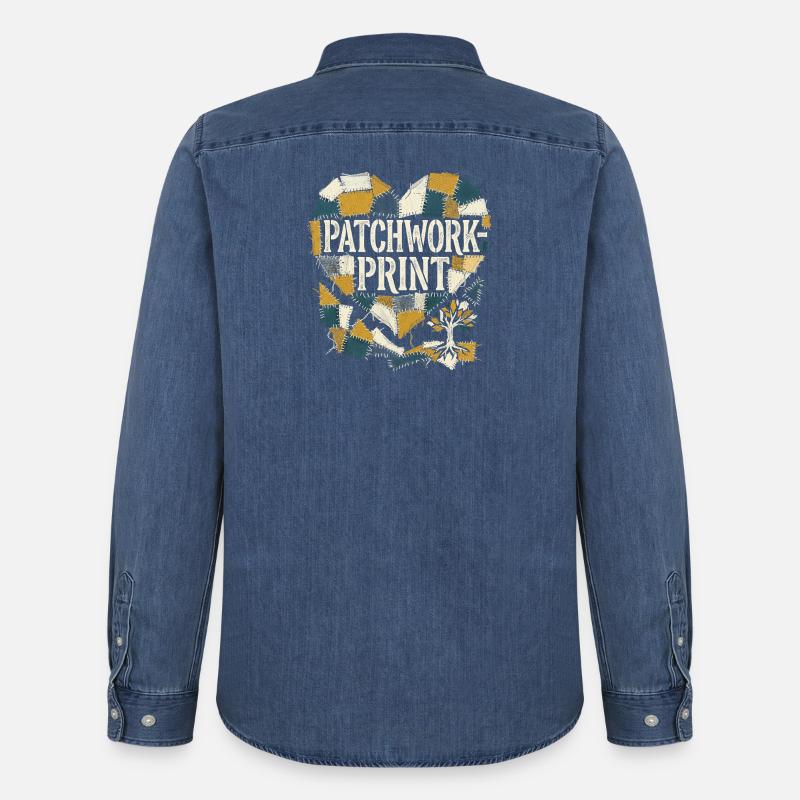 Patchwork Print - Männer Jeanshemd Organic von Stanley/Stella - verwaschenes Mittelblau 
