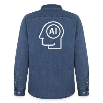 Ai,  Künstliche Intelligenz, KI Technologie - Männer Jeanshemd Organic von Stanley/Stella - verwaschenes Mittelblau  - Hinten - AI Model Male 185 light (185cm)