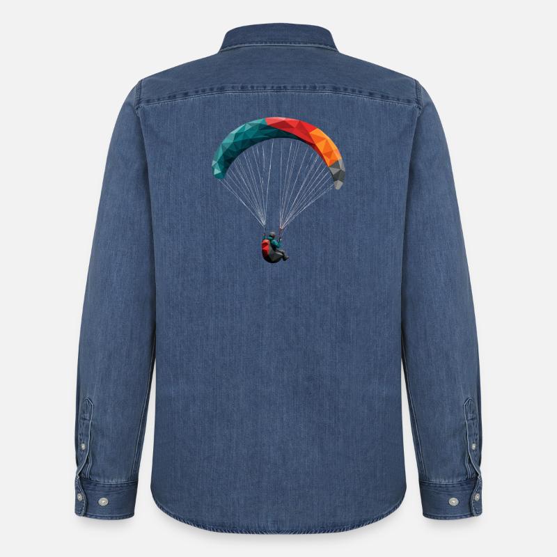 Geometrischer Paragleiter Panodesign - Männer Jeanshemd Organic von Stanley/Stella - verwaschenes Mittelblau 