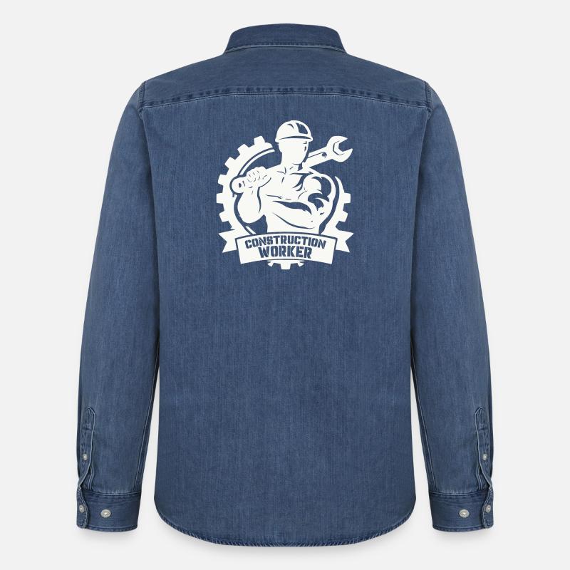 Ouvrier du bâtiment robuste avec engrenages - Chemise en denim homme bio Stanley/Stella - bleu moyen délavé 