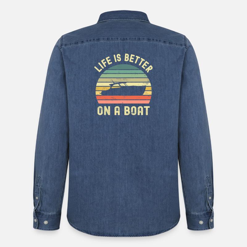 Boot Bootsbesitzer Bootsfahrer - Männer Jeanshemd Organic von Stanley/Stella - verwaschenes Mittelblau 
