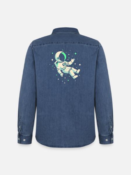 Astronaute - Chemise en denim homme bio Stanley/Stella - bleu moyen délavé