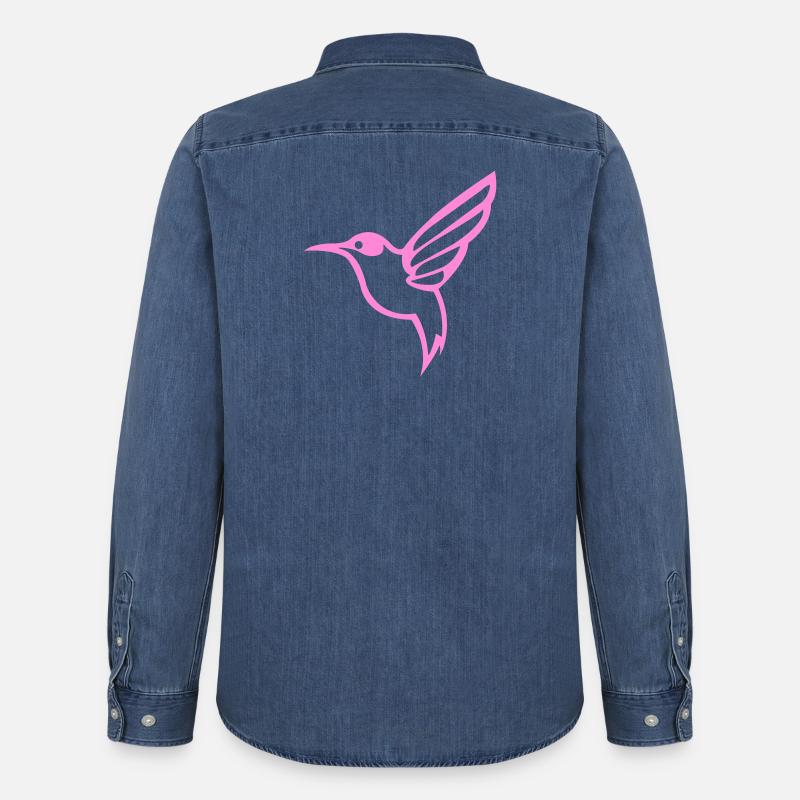 Uccello colibrì - Camicia in denim uomo bio di Stanley/Stella - blu medio slavato 