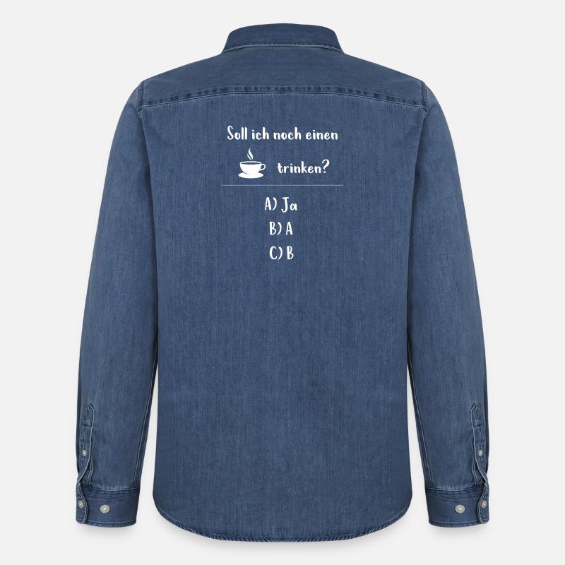 Noch einen Kaffee? - Lustige Geschenkidee Kaffee - Männer Jeanshemd Organic von Stanley/Stella - verwaschenes Mittelblau 