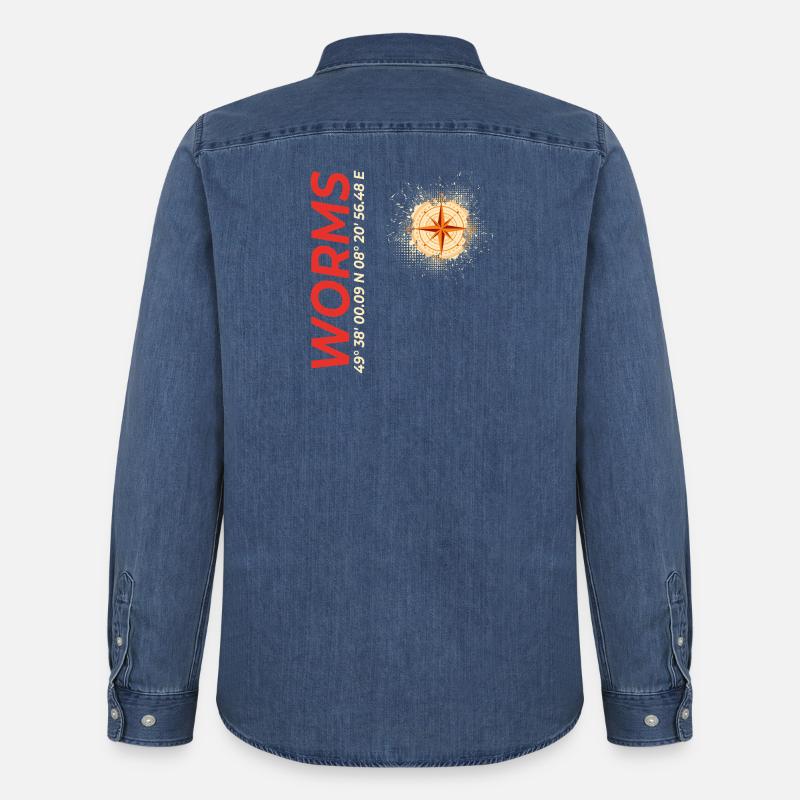 Worms - Männer Jeanshemd Organic von Stanley/Stella - verwaschenes Mittelblau 