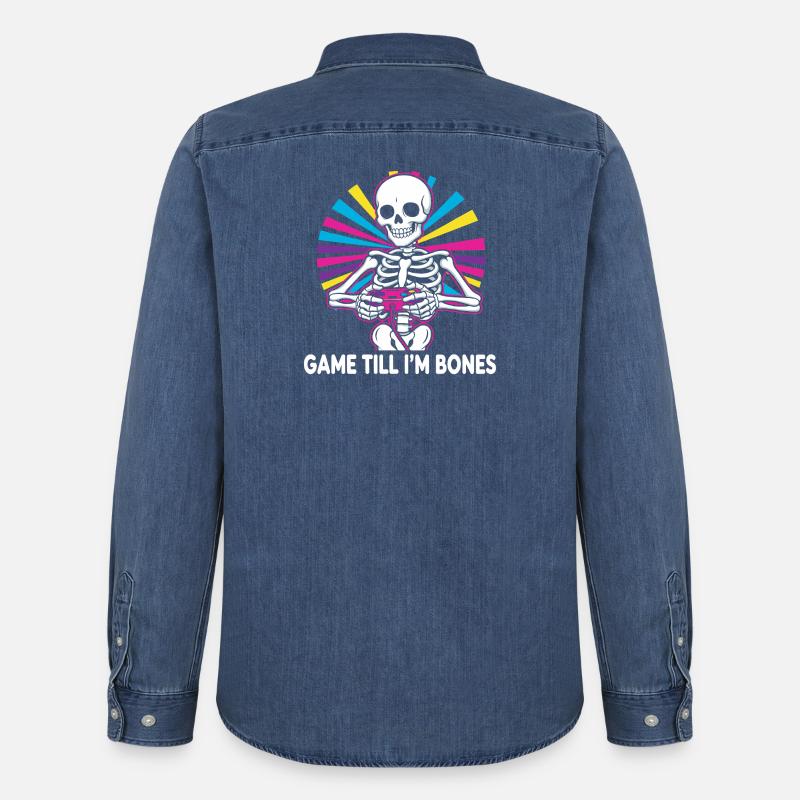 Game Till Bones Skeleton Controller - Männer Jeanshemd Organic von Stanley/Stella - verwaschenes Mittelblau