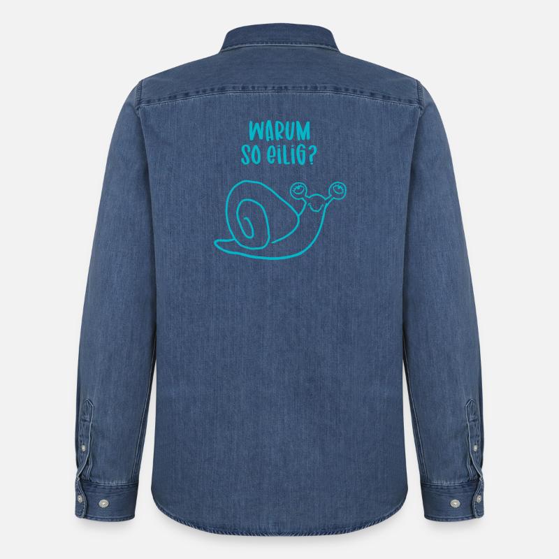 Relaxte Schnecke - Warum so eilig? - Männer Jeanshemd Organic von Stanley/Stella - verwaschenes Mittelblau