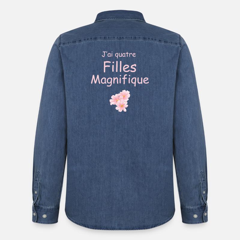 Vier wunderschöne Mädchen - Männer Jeanshemd Organic von Stanley/Stella - verwaschenes Mittelblau 