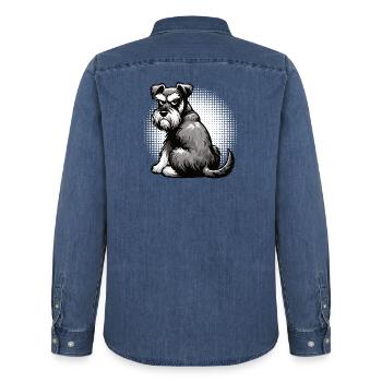 Schnauzer Riesenschnauzer Schnauzerbesitzer - Männer Jeanshemd Organic von Stanley/Stella - verwaschenes Mittelblau  - Hinten - AI Model Male 185 light (185cm)