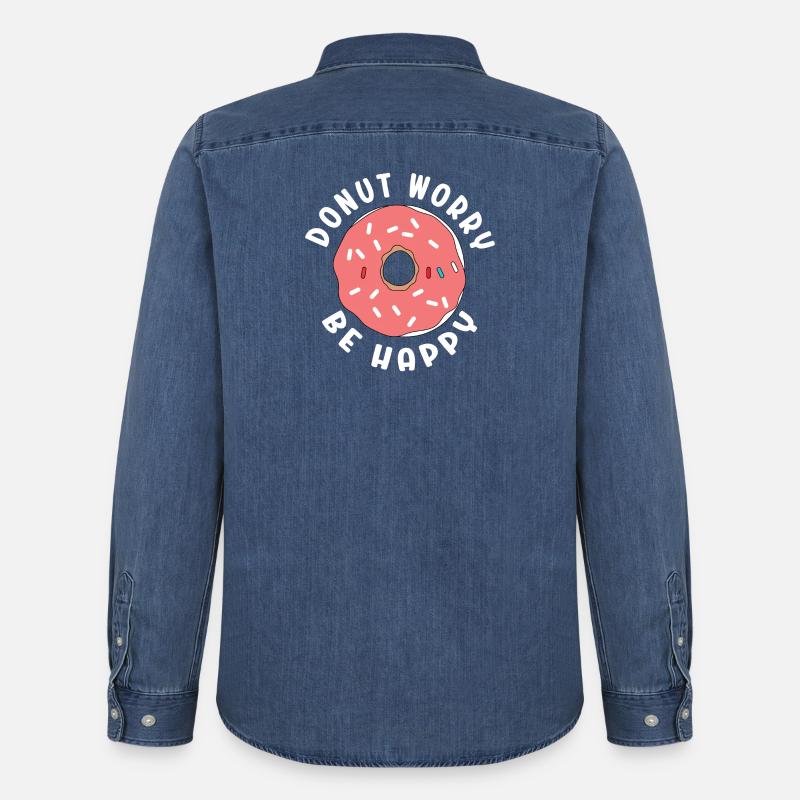 Donut Sorge Sei glücklich - Männer Jeanshemd Organic von Stanley/Stella - verwaschenes Mittelblau