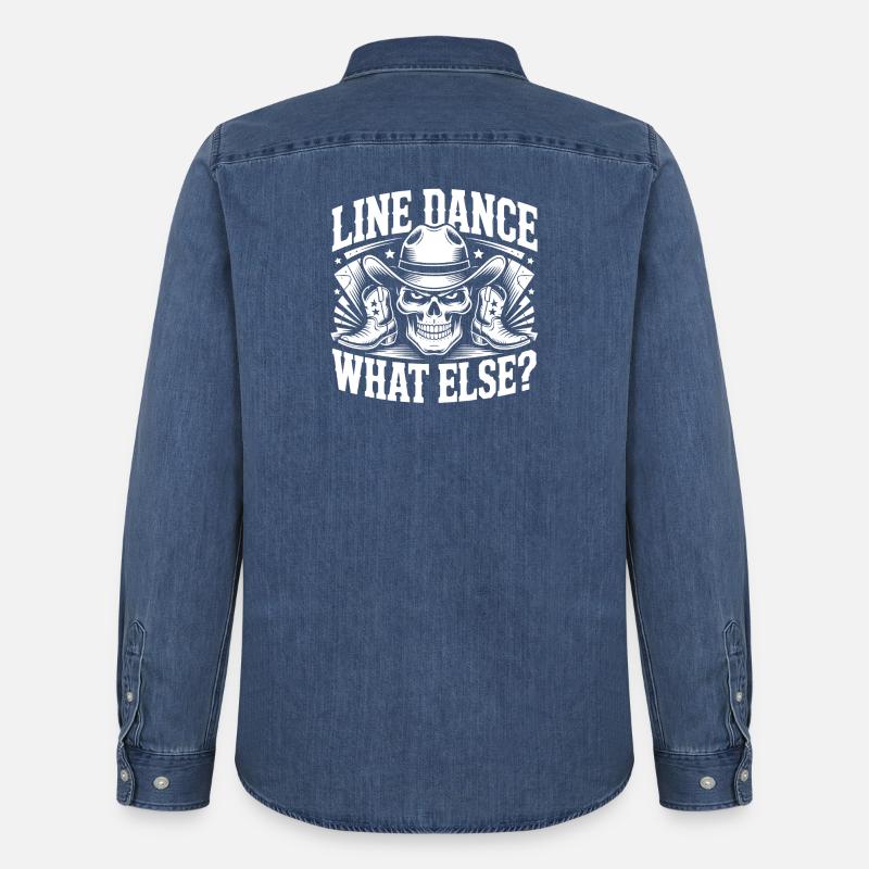 Line Dance Schädel Cowboy - Männer Jeanshemd Organic von Stanley/Stella - verwaschenes Mittelblau 