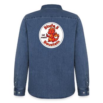 Drache Schärfe Thai Food Fan T-Shirt - Männer Jeanshemd Organic von Stanley/Stella - verwaschenes Mittelblau  - Hinten - AI Model Male 185 light (185cm)