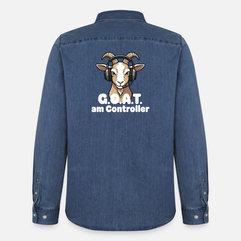 GOAT am Controller - Männer Jeanshemd Organic von Stanley/Stella - verwaschenes Mittelblau 