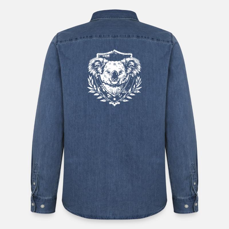 Koala Wappen Siegeldesign - Männer Jeanshemd Organic von Stanley/Stella - verwaschenes Mittelblau 