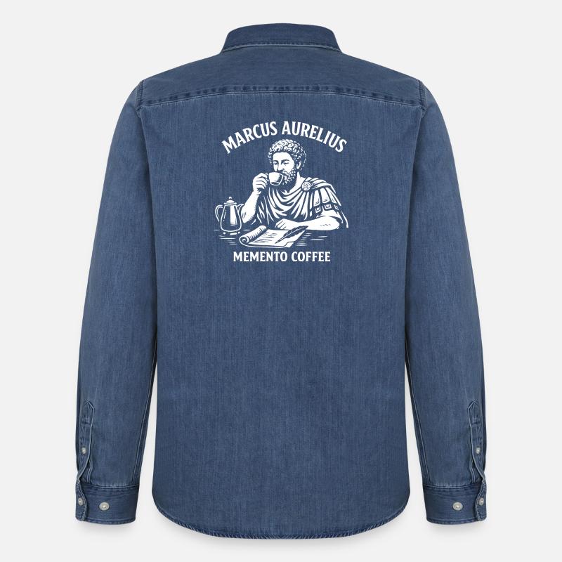 Marcus Aurelius Memento Kaffee - Männer Jeanshemd Organic von Stanley/Stella - verwaschenes Mittelblau