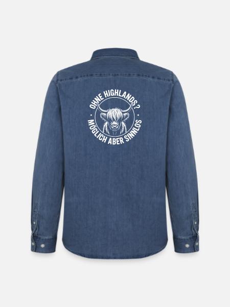Highland Cattle - Men’s Organic Denim Shirt by Stanley/Stella - mid washy 