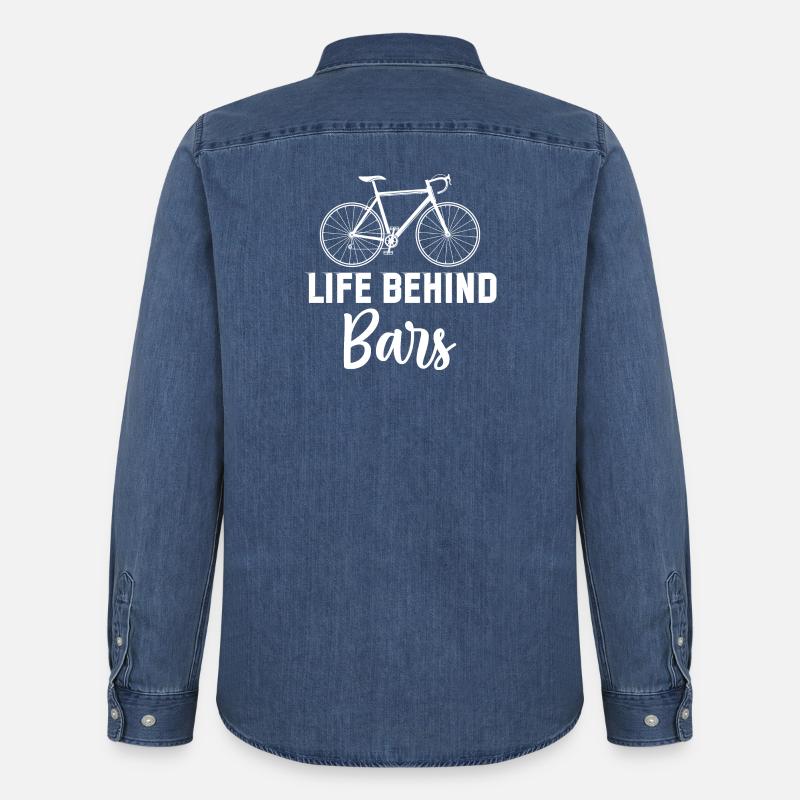 Das Leben hinter Gittern - Männer Jeanshemd Organic von Stanley/Stella - verwaschenes Mittelblau 