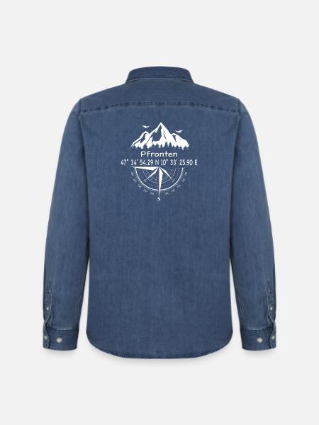 Koordinaten Pfronten - Männer Jeanshemd Organic von Stanley/Stella - verwaschenes Mittelblau
