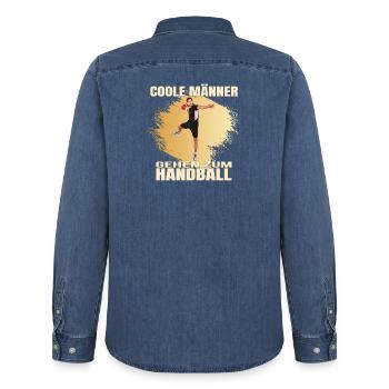 Coole Männer gehen zum Handball - Männer Jeanshemd Organic von Stanley/Stella - verwaschenes Mittelblau  - Hinten - AI Model Male 185 light (185cm)