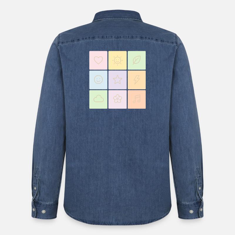 Pastel Bento Vibes - Men’s Organic Denim Shirt by Stanley/Stella - mid washy 